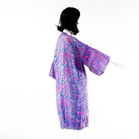 VTG 70's ZODIAC India Hand Blocked Kimono - Picture 3 of 5